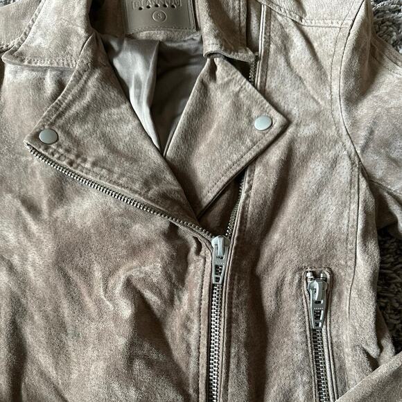 Blank NYC Tan Suede Leather Lined Moto Jacket Cropped Zipper Style Size Small - Picture 3 of 7